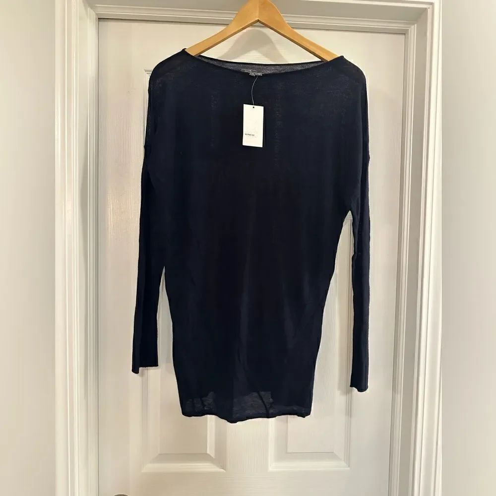Vince Wool Blend Boatneck Sweater Dark Navy Size XS oversized NWT